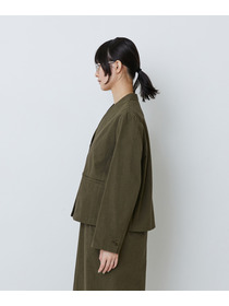 【LOISIR】グランジコットンポプリンノーカラージャケット 詳細画像 ブラウン 11