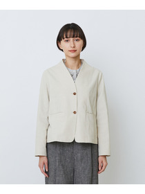 【LOISIR】グランジコットンポプリンノーカラージャケット 詳細画像 ブラウン 13