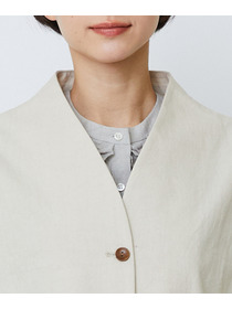 【LOISIR】グランジコットンポプリンノーカラージャケット 詳細画像 ブラウン 16