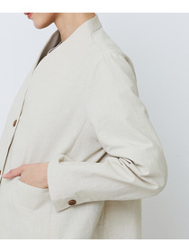 【LOISIR】グランジコットンポプリンノーカラージャケット 詳細画像 ブラウン 18