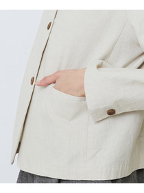 【LOISIR】グランジコットンポプリンノーカラージャケット 詳細画像 ブラウン 19