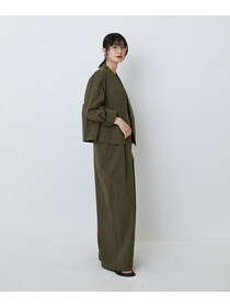 【LOISIR】グランジコットンポプリンノーカラージャケット 詳細画像 ブラウン 4