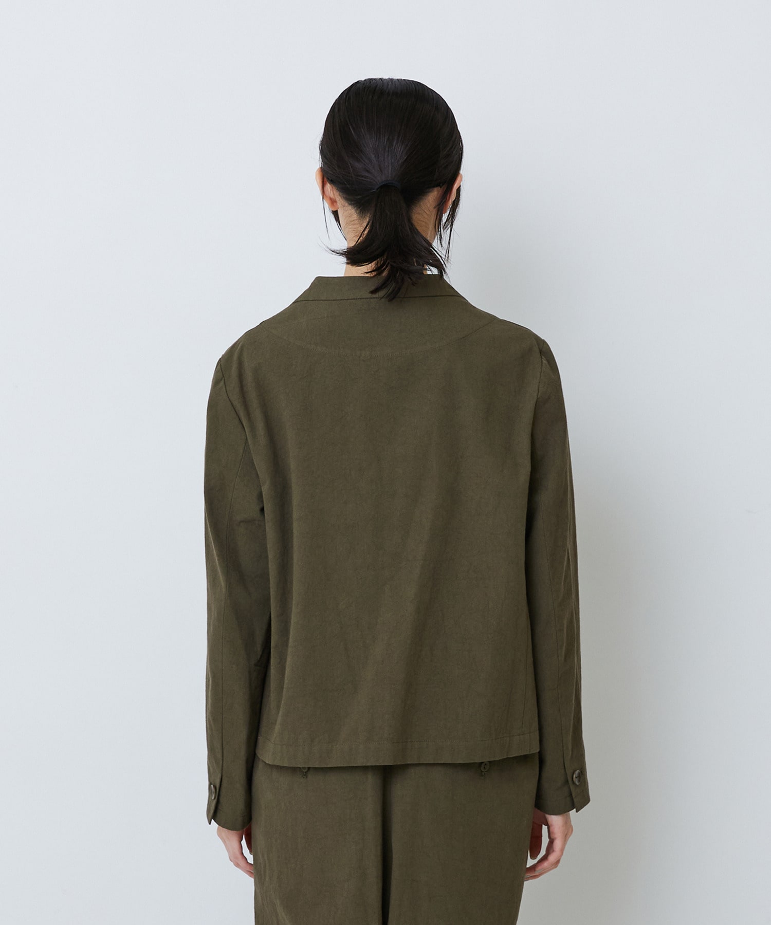 【LOISIR】グランジコットンポプリンノーカラージャケット 詳細画像 ブラウン 12