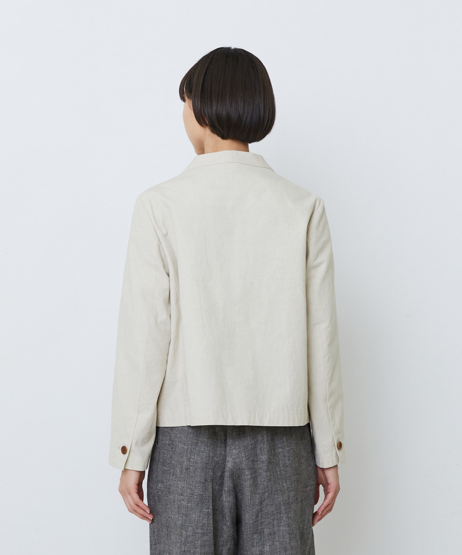 【LOISIR】グランジコットンポプリンノーカラージャケット 詳細画像 ブラウン 15