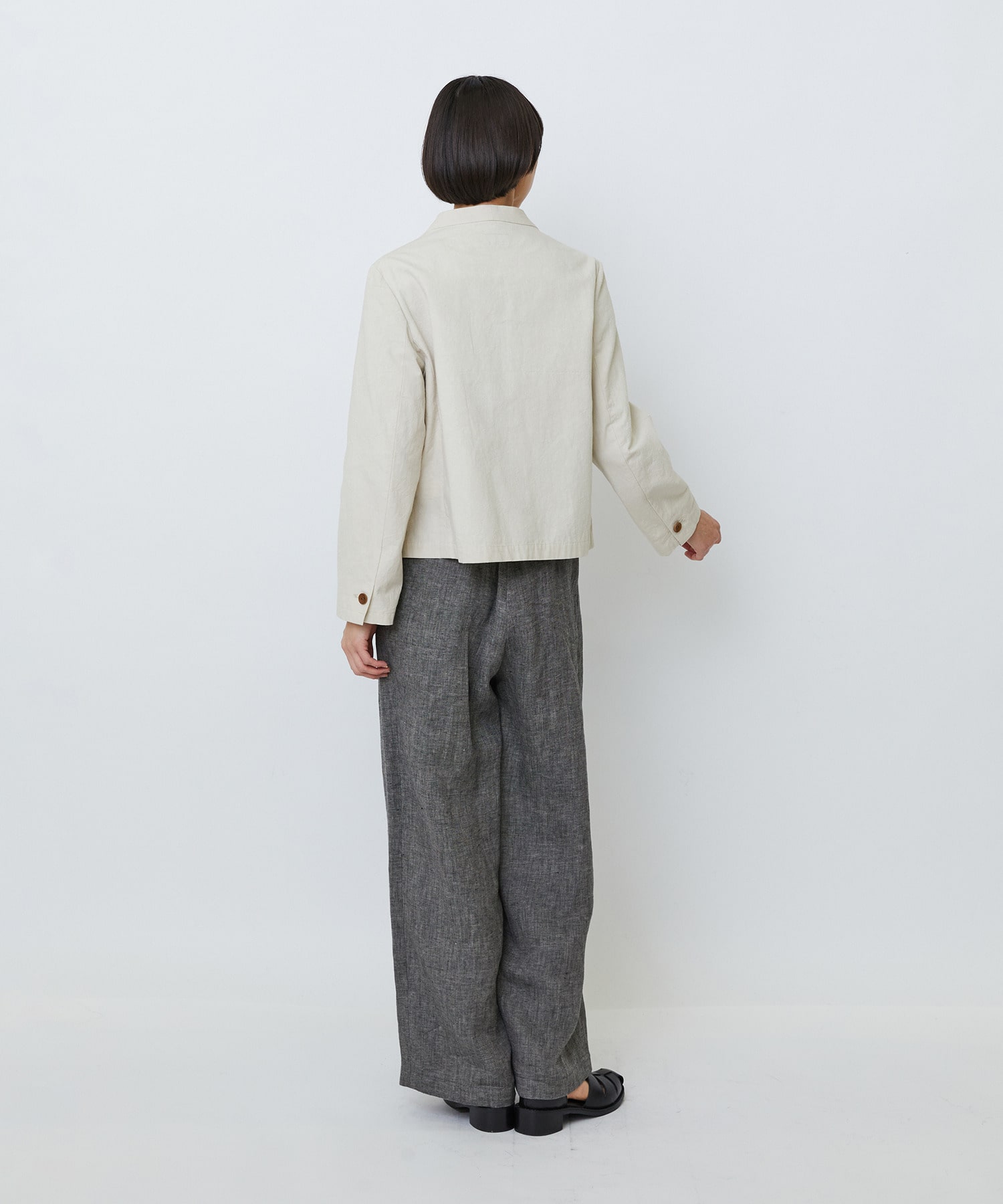 【LOISIR】グランジコットンポプリンノーカラージャケット 詳細画像 ブラウン 9