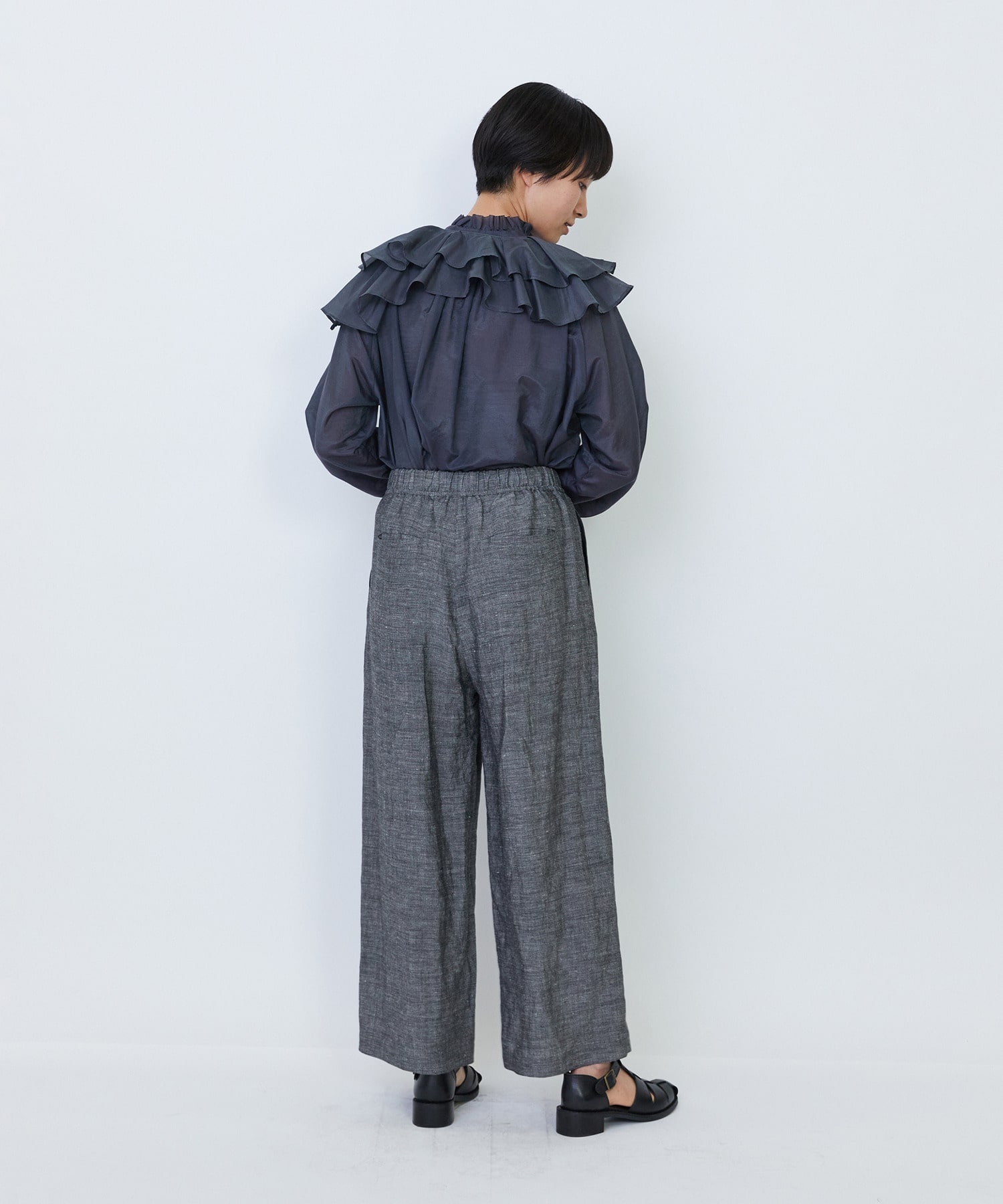 【LOISIR】【MTサイズ有り】バンブーリネンイージーパンツ 詳細画像 グレー 5