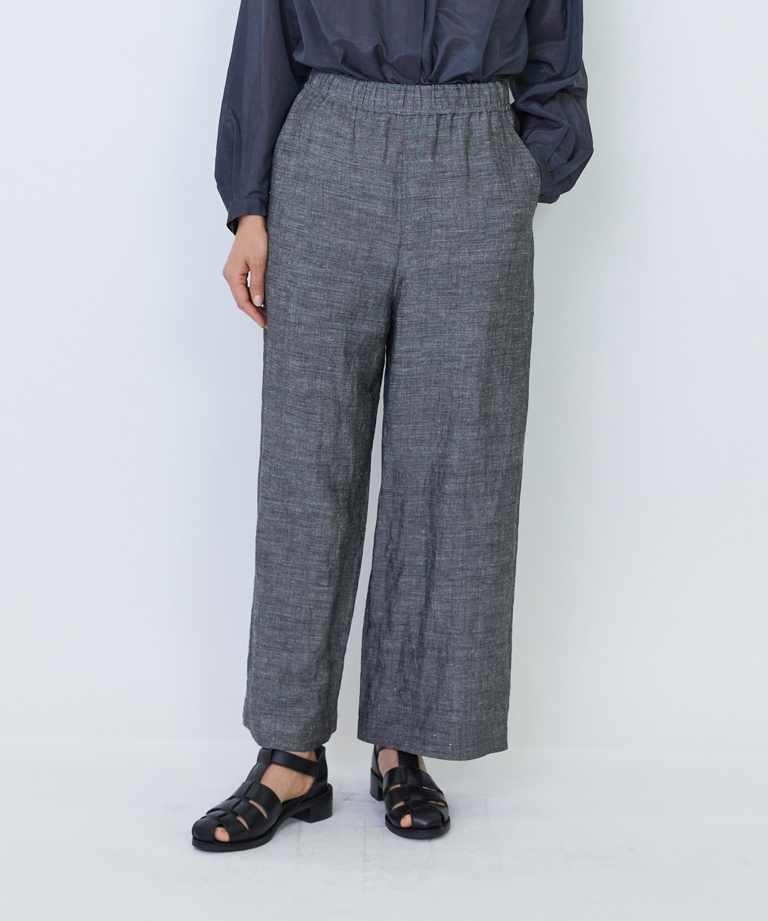 【LOISIR】【MTサイズ有り】バンブーリネンイージーパンツ 詳細画像 グレー 1