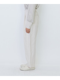 【LOISIR】リネンツイルアジャスター付きテーパードパンツ 詳細画像 グリーン 12