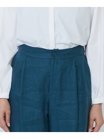 【LOISIR】リネンツイルアジャスター付きテーパードパンツ 詳細画像 グリーン 17