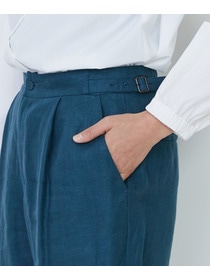 【LOISIR】リネンツイルアジャスター付きテーパードパンツ 詳細画像 グリーン 19
