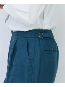 【LOISIR】リネンツイルアジャスター付きテーパードパンツ 詳細画像 グリーン 20