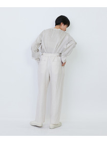 【LOISIR】リネンツイルアジャスター付きテーパードパンツ 詳細画像 グリーン 5