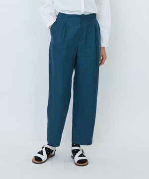 【LOISIR】リネンツイルアジャスター付きテーパードパンツ 詳細画像 グリーン 1
