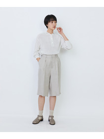 【LOISIR】【セットアップ対応】リネンツイルハーフパンツ 詳細画像 ブラック 7