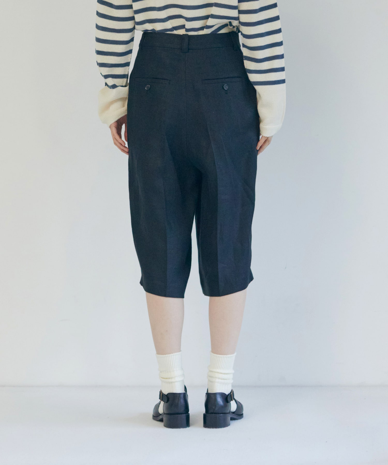 【LOISIR】【セットアップ対応】リネンツイルハーフパンツ 詳細画像 ブラック 12