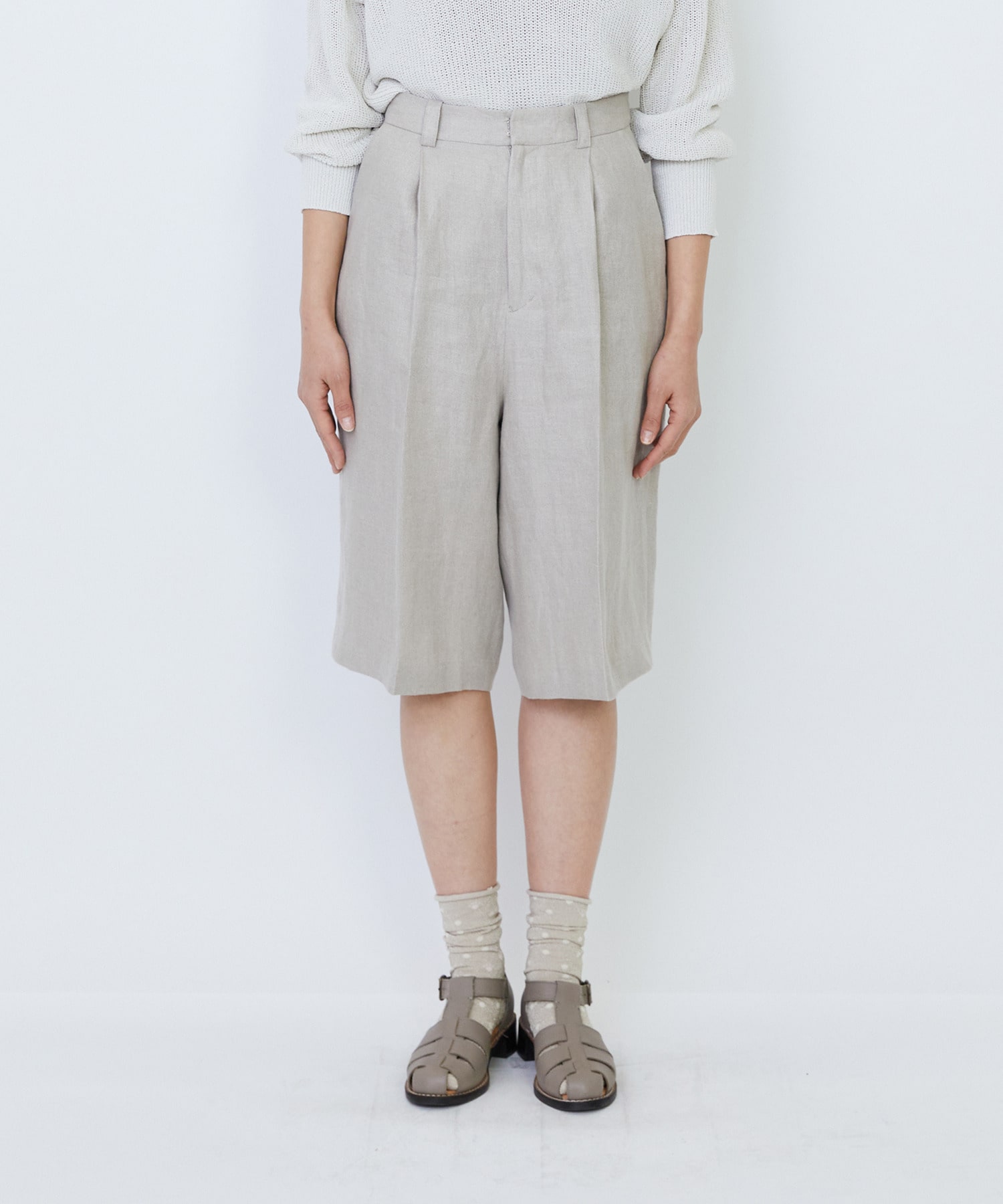 【LOISIR】【セットアップ対応】リネンツイルハーフパンツ 詳細画像 ブラック 13