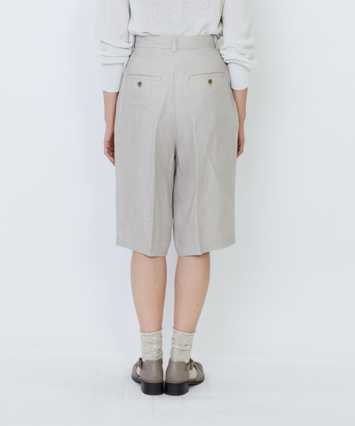 【LOISIR】【セットアップ対応】リネンツイルハーフパンツ 詳細画像 ブラック 15