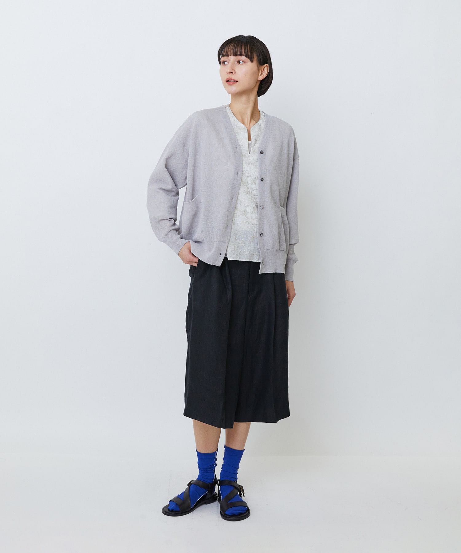 【LOISIR】【セットアップ対応】リネンツイルハーフパンツ 詳細画像 ブラック 3