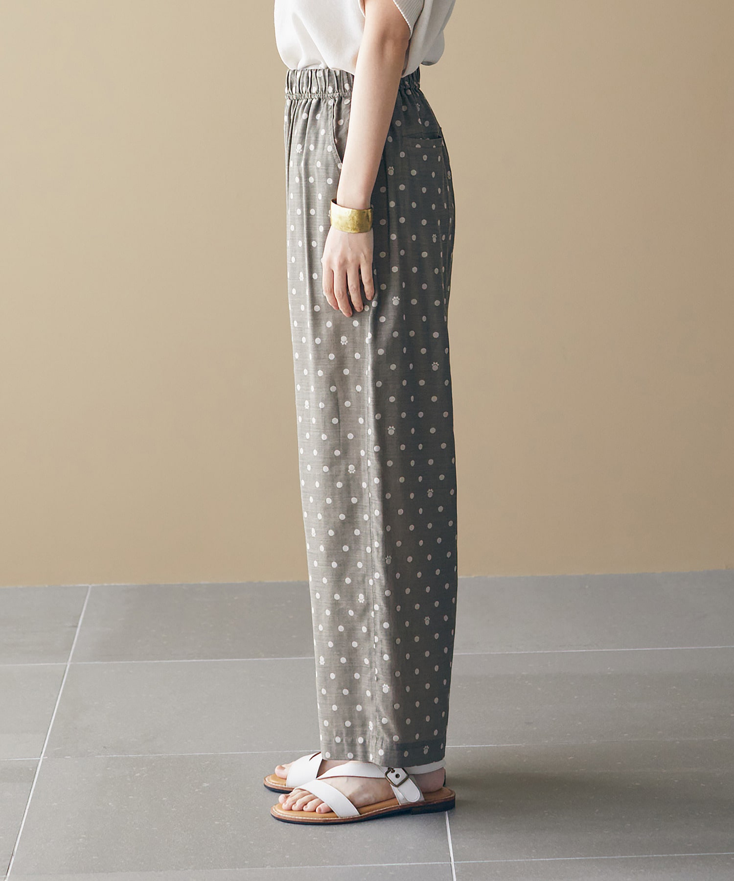 【LOISIR】オリジナル柄カットジャカードイージーパンツ 詳細画像 ブラック系その他 10