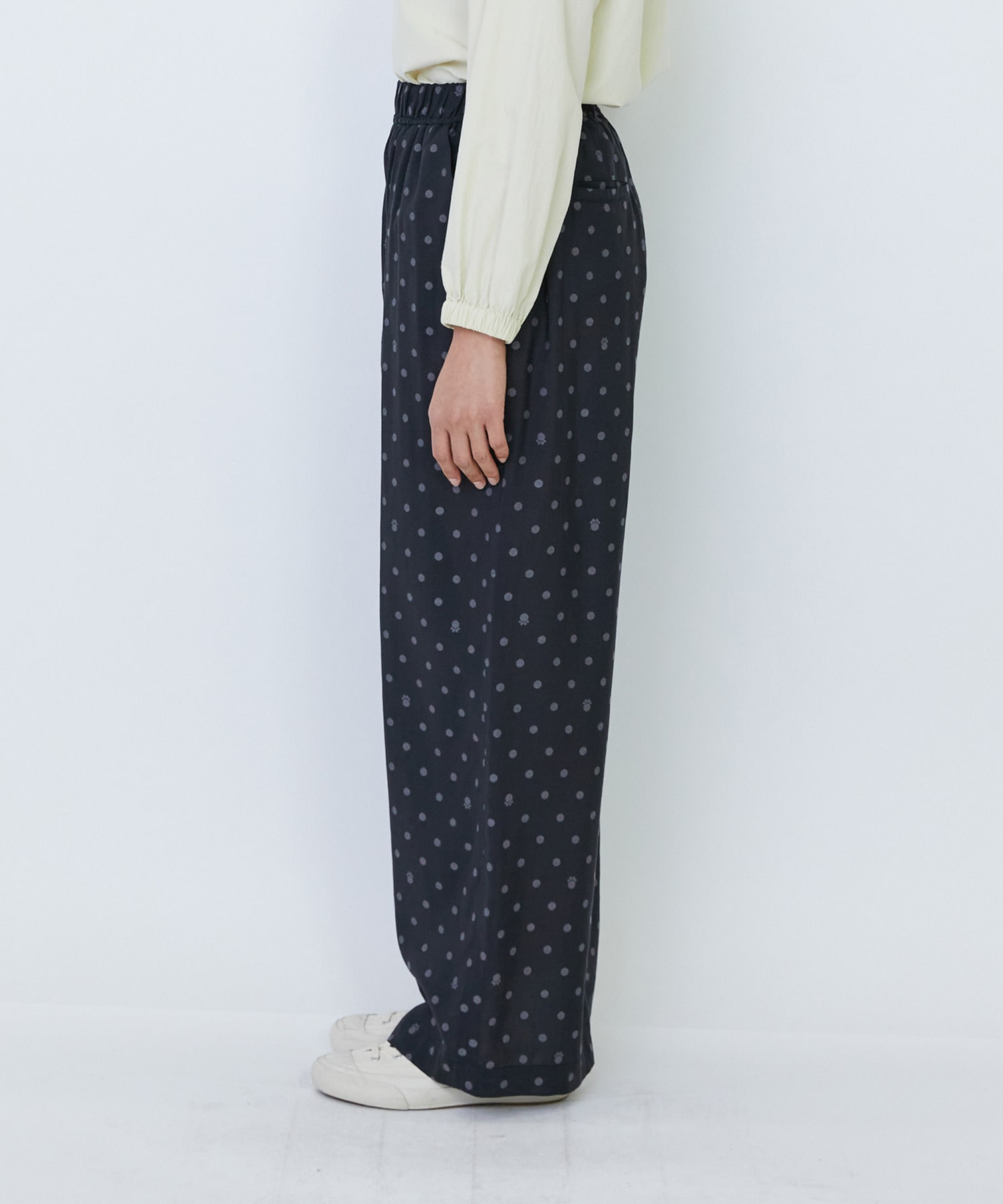 【LOISIR】オリジナル柄カットジャカードイージーパンツ 詳細画像 ブラック系その他 14