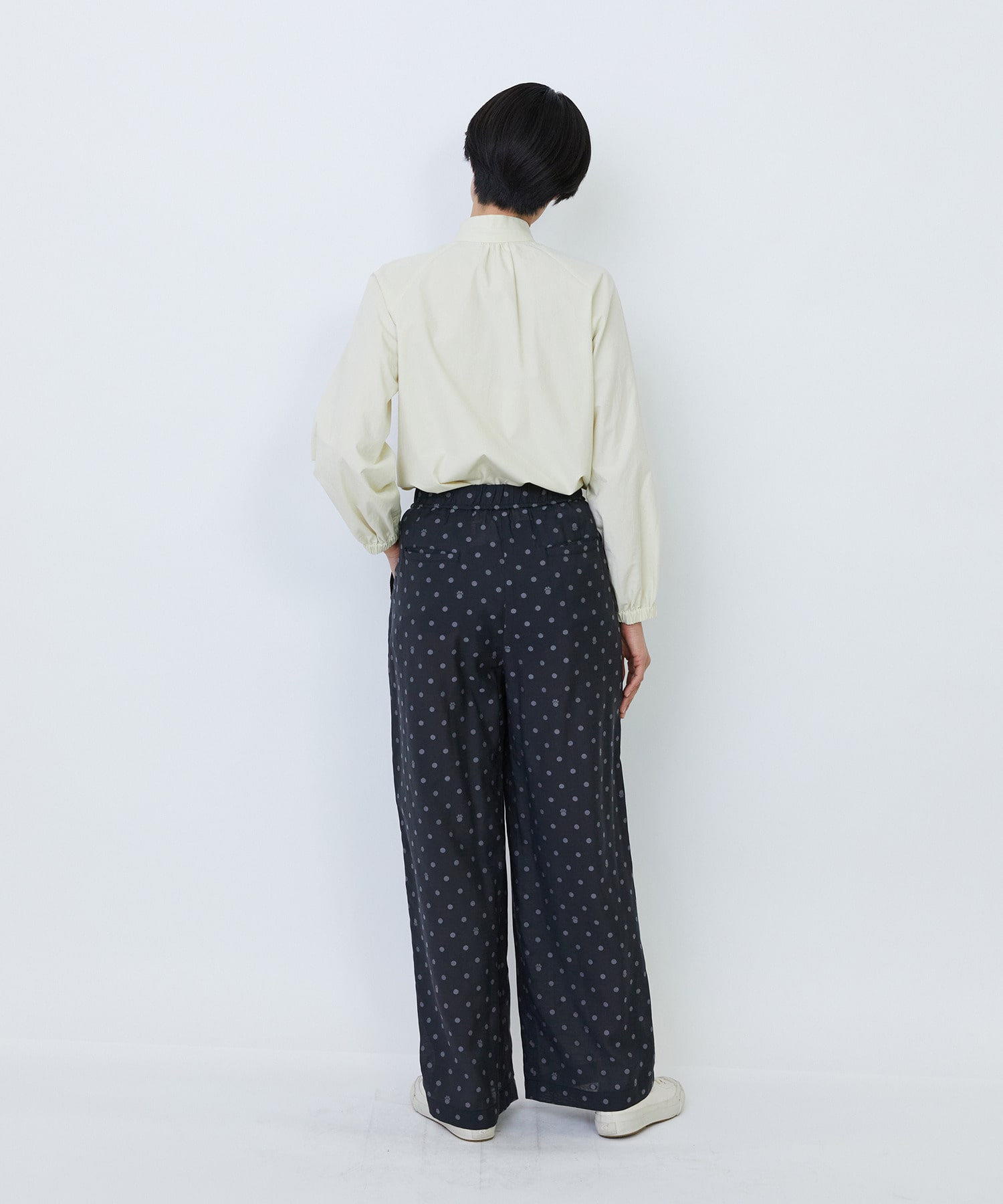 【LOISIR】オリジナル柄カットジャカードイージーパンツ 詳細画像 ブラック系その他 8