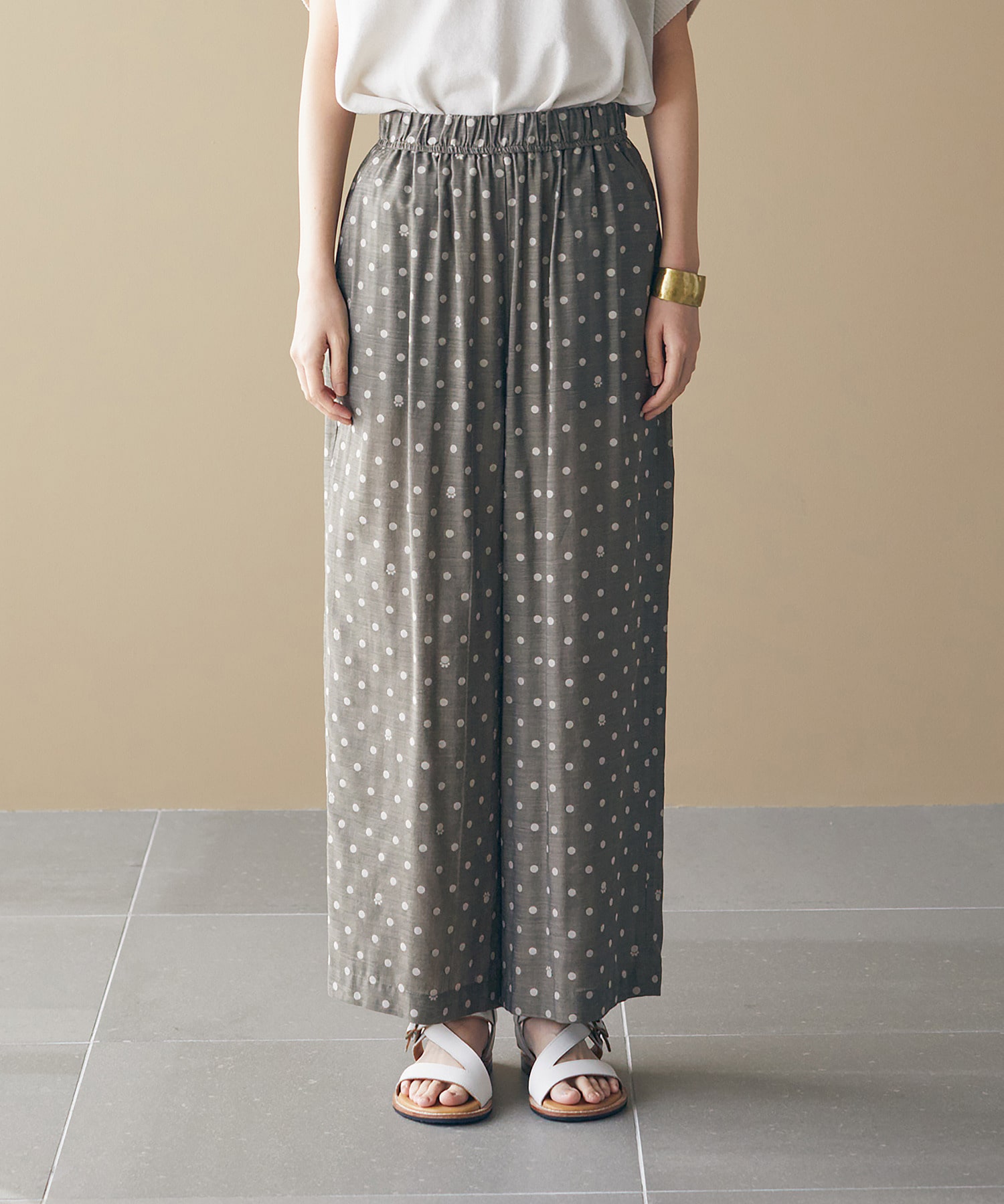 【LOISIR】オリジナル柄カットジャカードイージーパンツ 詳細画像 ブラック系その他 9