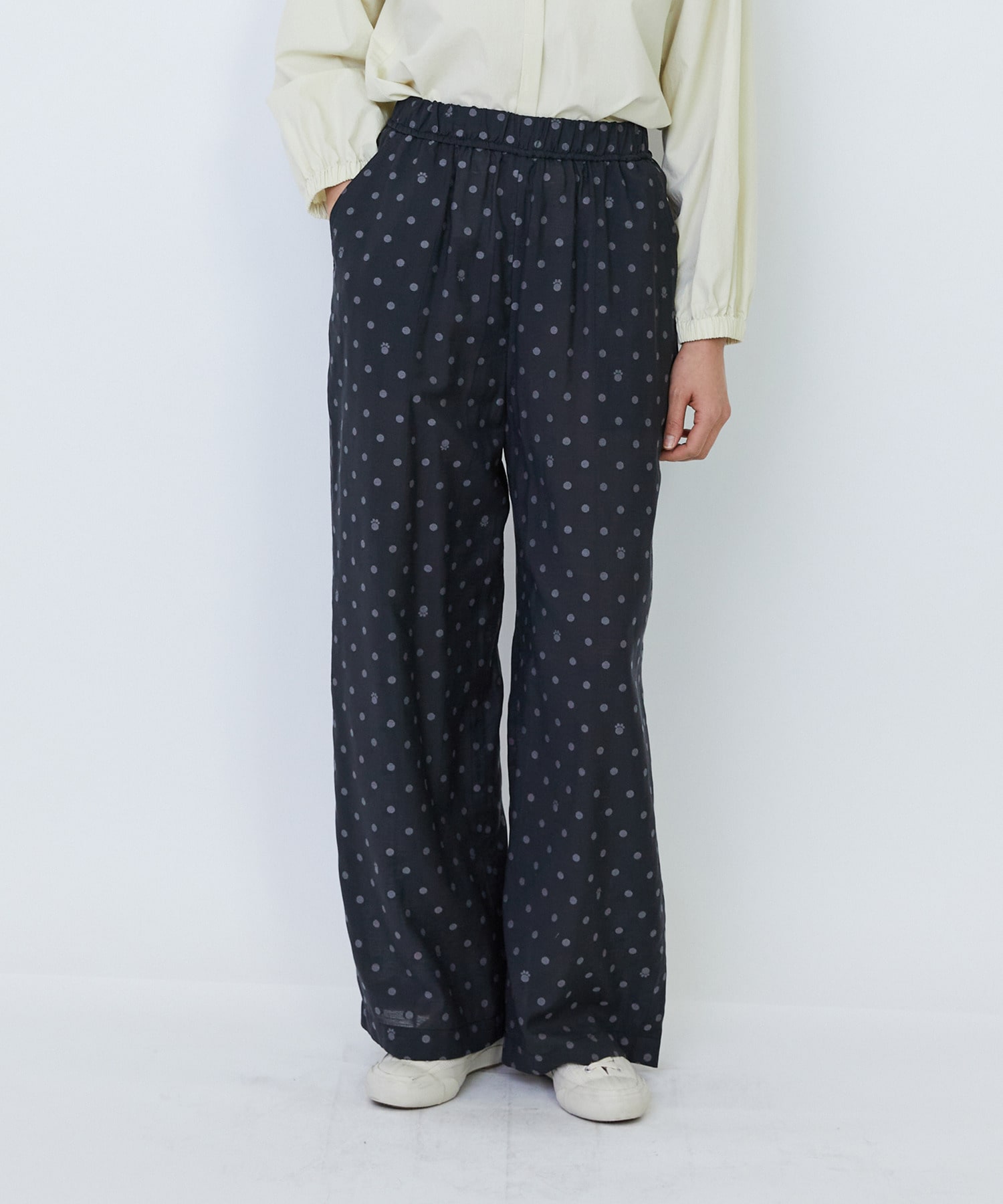 【LOISIR】オリジナル柄カットジャカードイージーパンツ 詳細画像 ブラック系その他 1