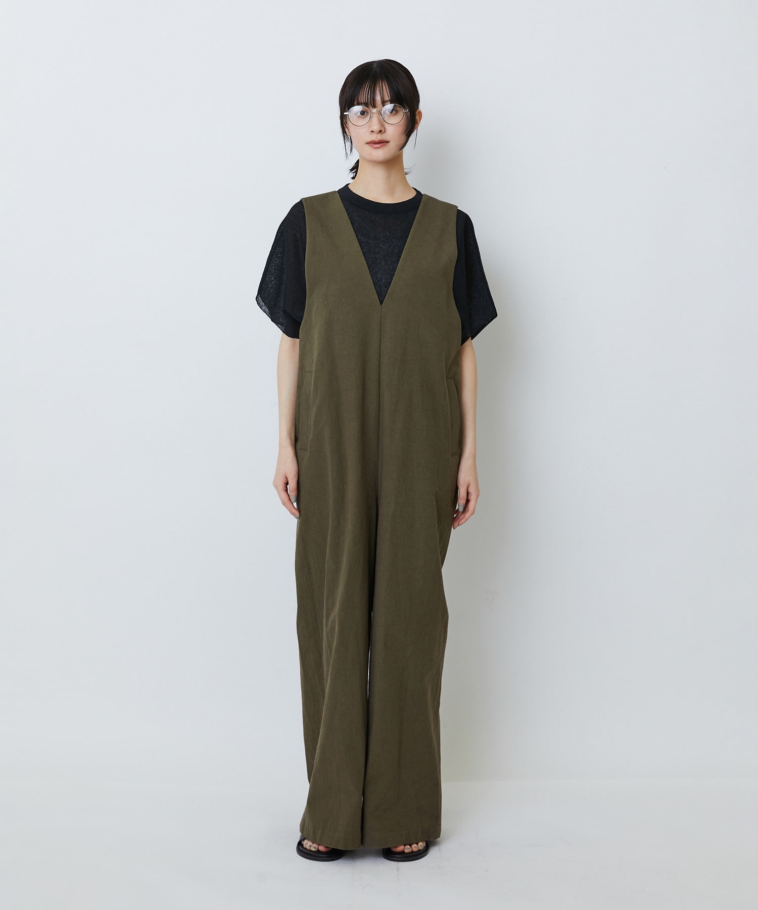 【LOISIR】【MTサイズ有り】グランジコットンポプリンオールインワン 詳細画像 ブラウン 12