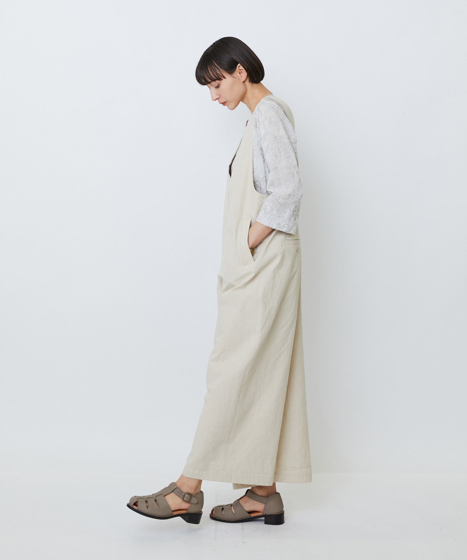 【LOISIR】【MTサイズ有り】グランジコットンポプリンオールインワン 詳細画像 ブラウン 3