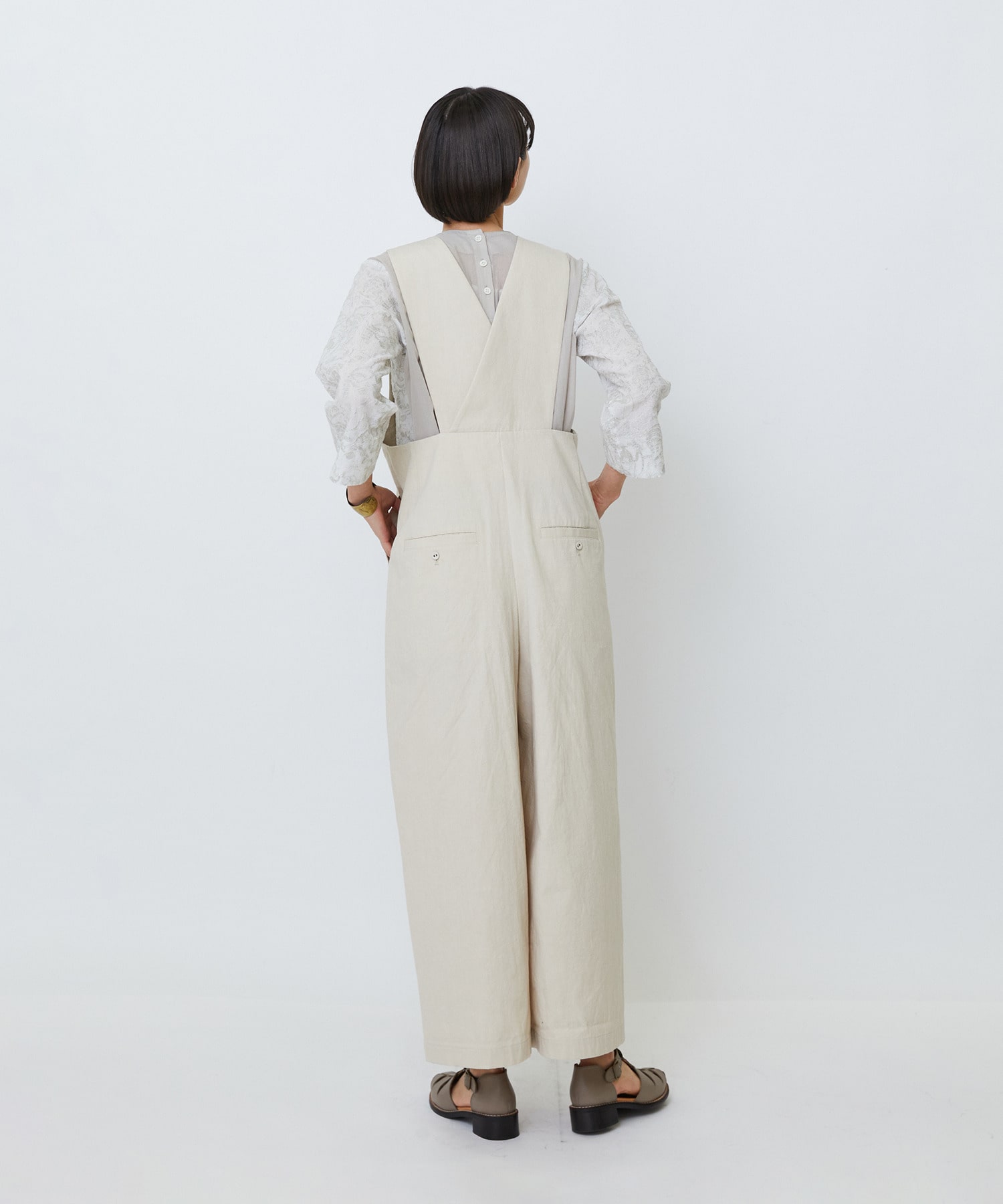 【LOISIR】【MTサイズ有り】グランジコットンポプリンオールインワン 詳細画像 ブラウン 4