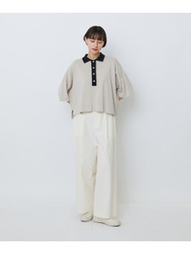 【LOISIR】【MTサイズ有り】コットンダンプワイドパンツ 詳細画像 カーキ 2