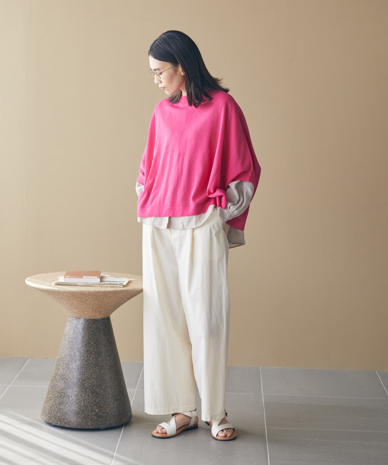 【LOISIR】【MTサイズ有り】コットンダンプワイドパンツ 詳細画像 カーキ 1