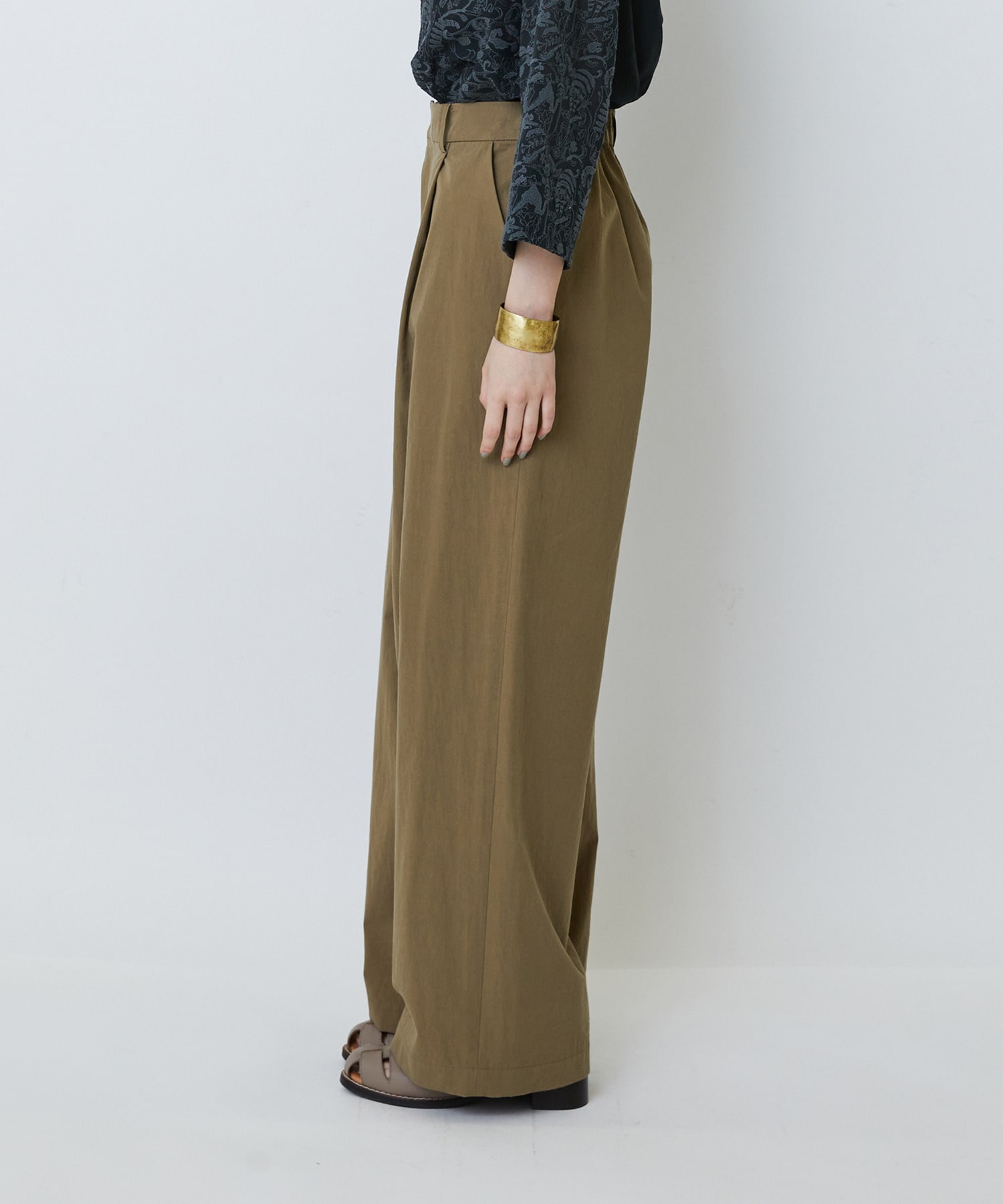 【LOISIR】【MTサイズ有り】コットンダンプワイドパンツ 詳細画像 カーキ 15