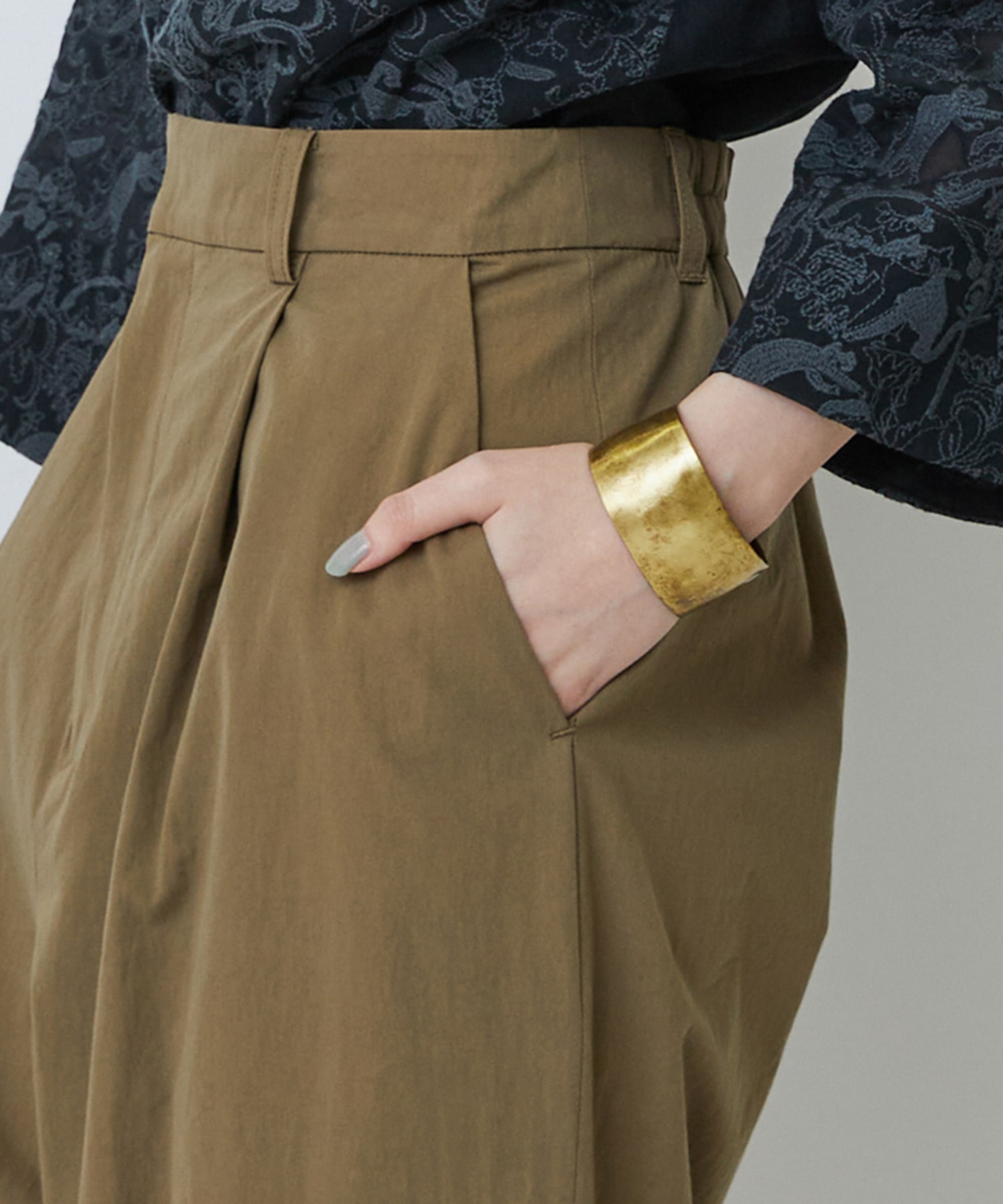 【LOISIR】【MTサイズ有り】コットンダンプワイドパンツ 詳細画像 カーキ 19