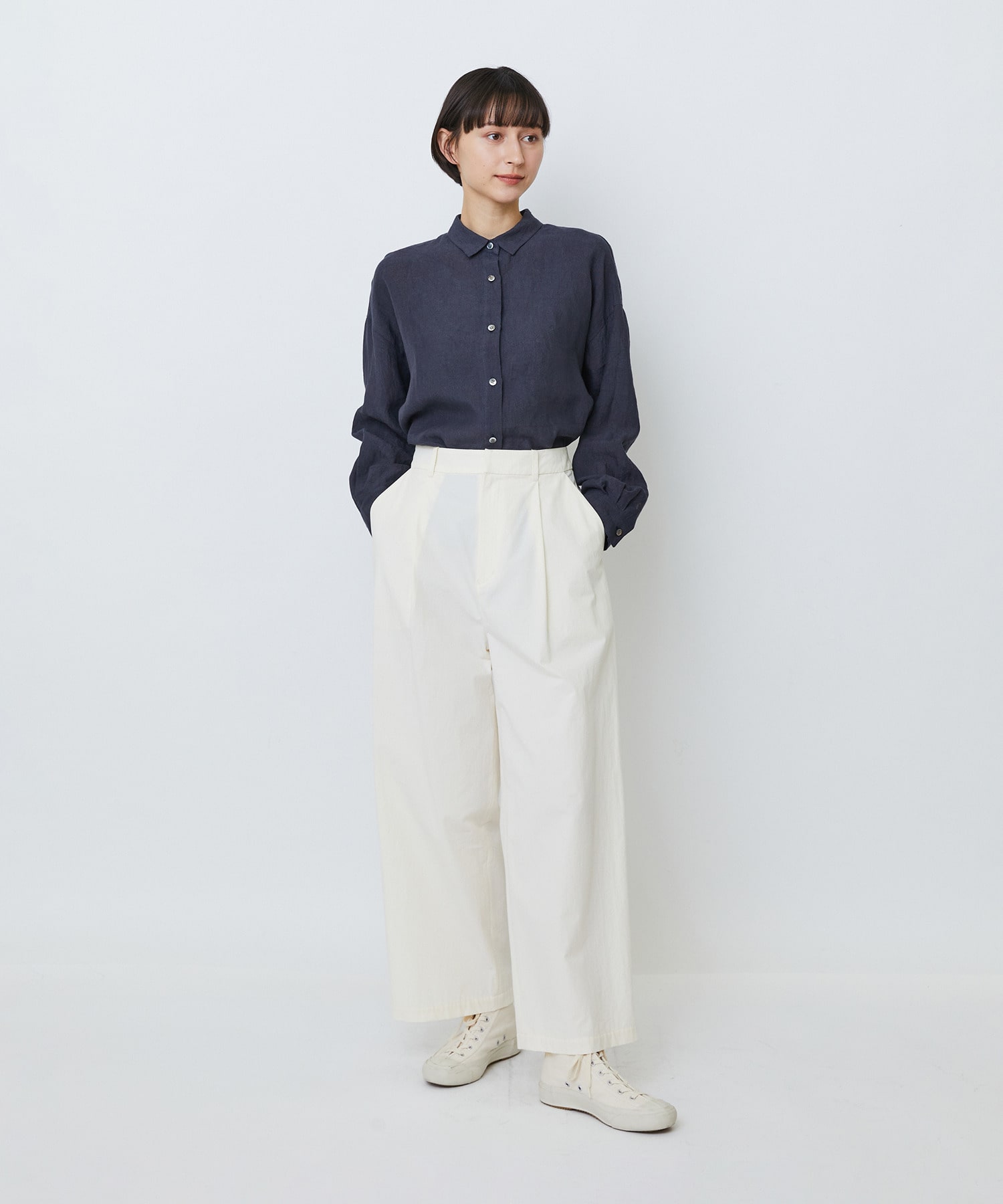 【LOISIR】【MTサイズ有り】コットンダンプワイドパンツ 詳細画像 カーキ 3