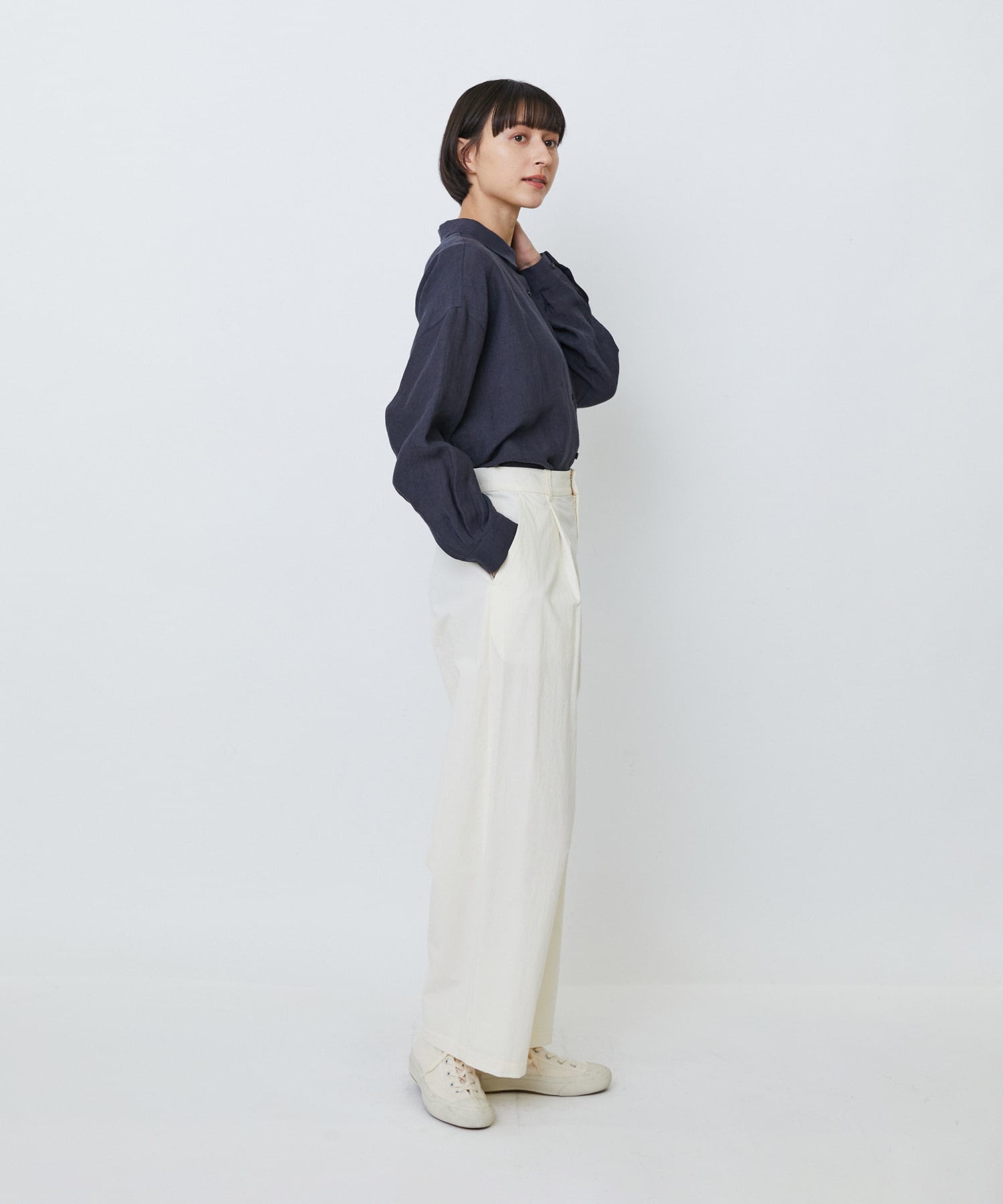 【LOISIR】【MTサイズ有り】コットンダンプワイドパンツ 詳細画像 カーキ 4