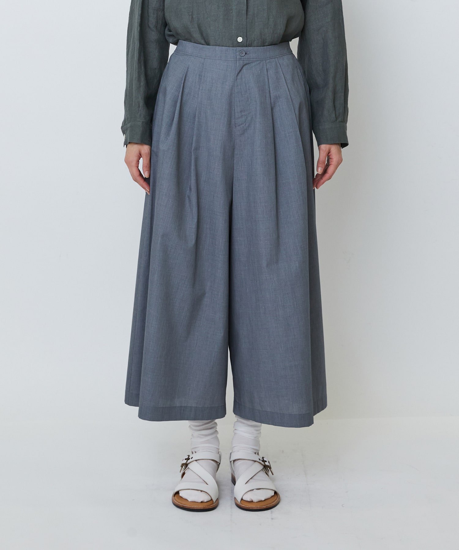【LOISIR】【MTサイズ有り】エステルコットンガウチョパンツ 詳細画像 グレー 11