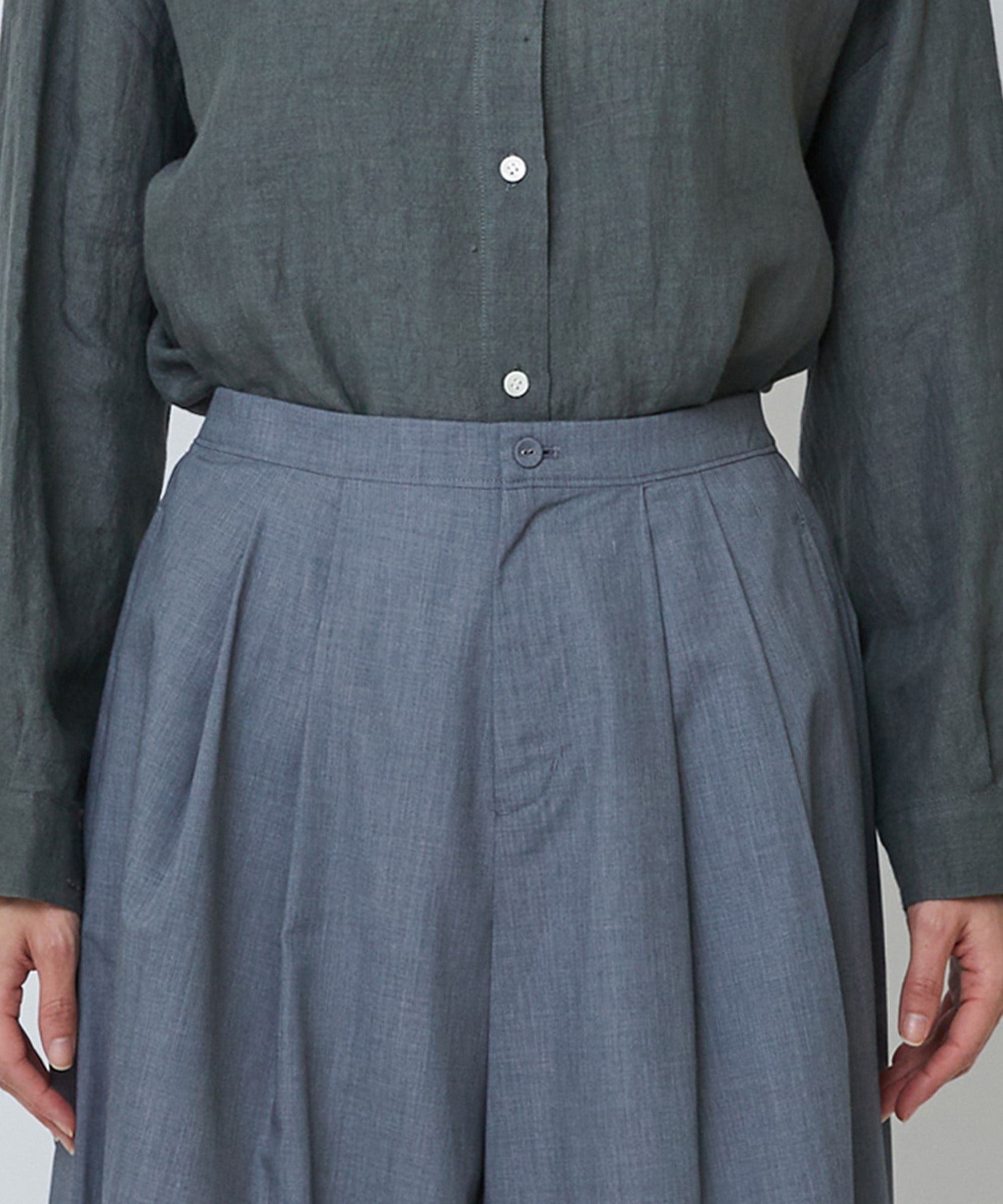 【LOISIR】【MTサイズ有り】エステルコットンガウチョパンツ 詳細画像 グレー 14