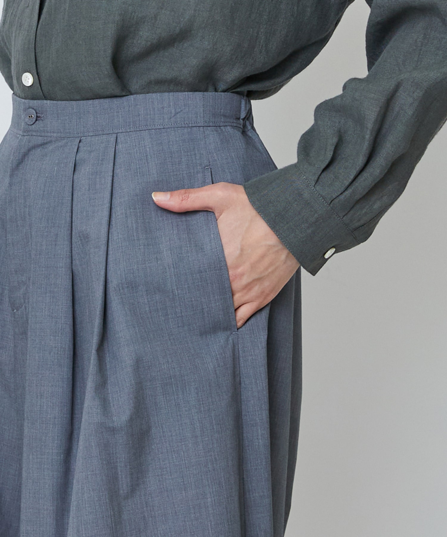 【LOISIR】【MTサイズ有り】エステルコットンガウチョパンツ 詳細画像 グレー 16