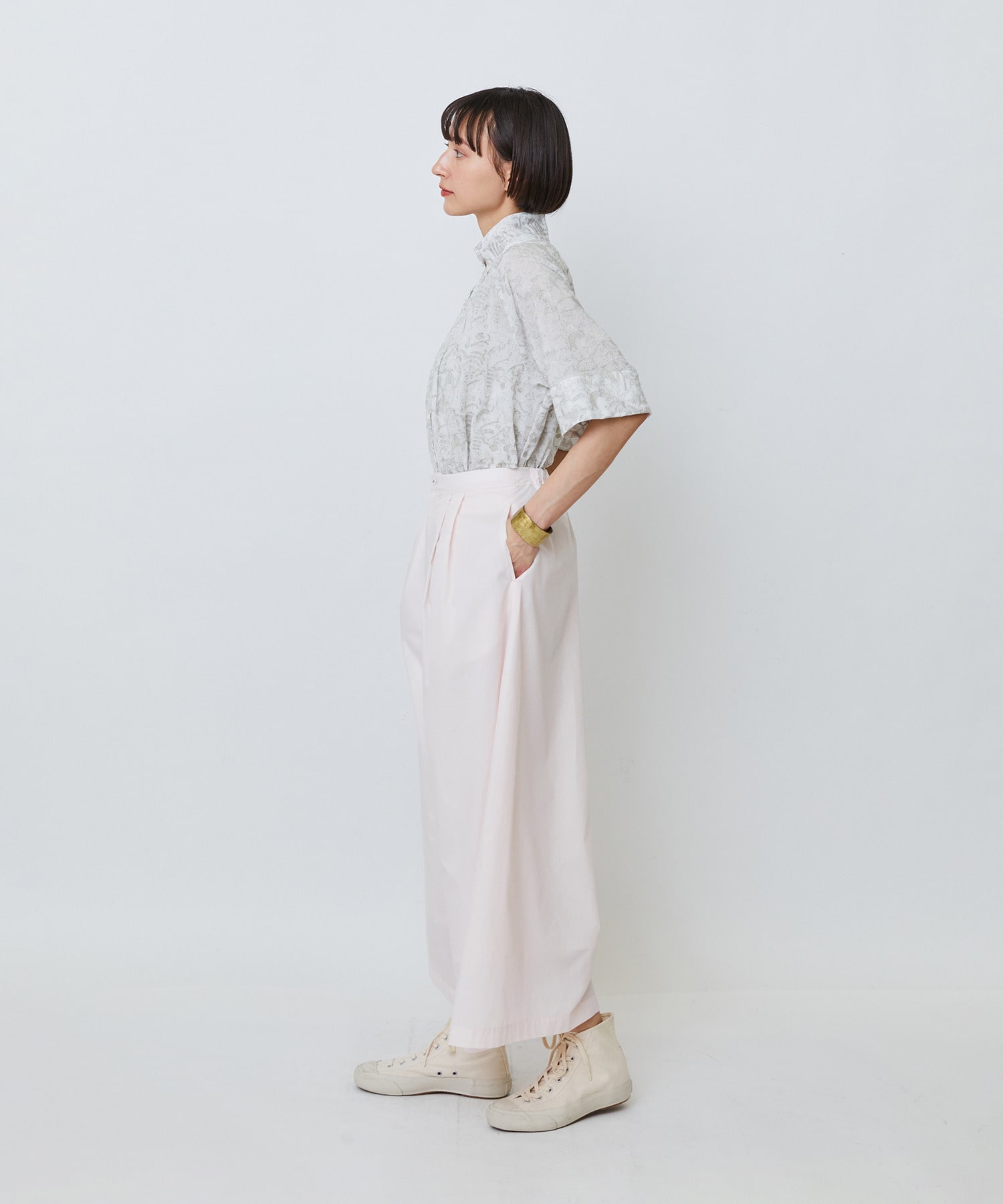 【LOISIR】【MTサイズ有り】エステルコットンガウチョパンツ 詳細画像 グレー 3