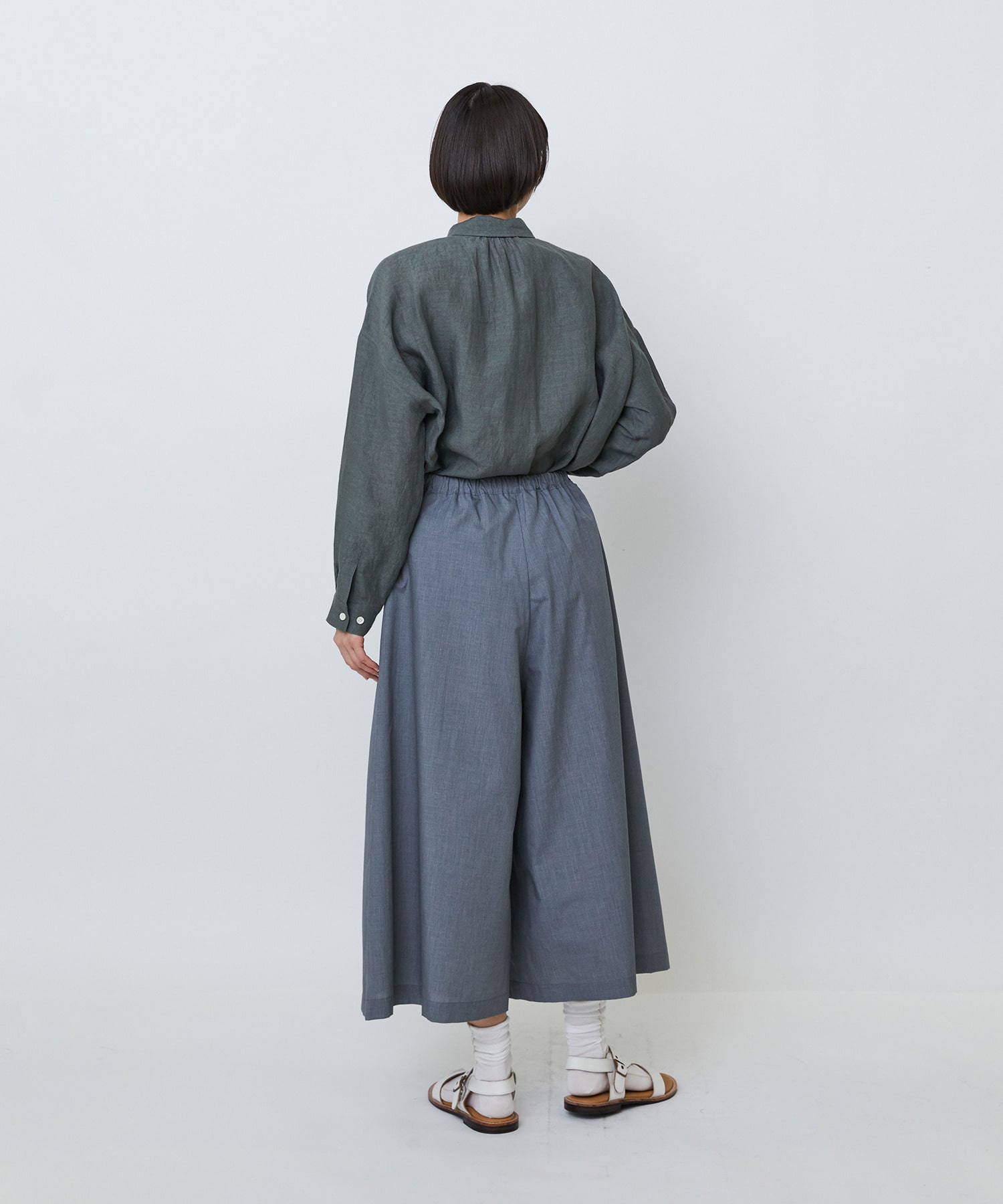 【LOISIR】【MTサイズ有り】エステルコットンガウチョパンツ 詳細画像 グレー 7