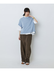 【LOISIR】コットンリネンクロス刺繍入りイージーパンツ 詳細画像 カーキ 2