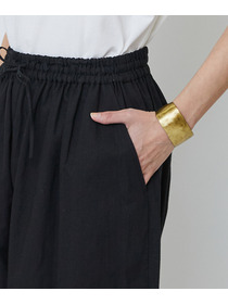 【LOISIR】コットンリネンクロス刺繍入りイージーパンツ 詳細画像 カーキ 20