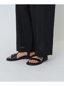 【LOISIR】コットンリネンクロス刺繍入りイージーパンツ 詳細画像 カーキ 21