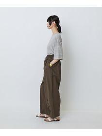 【LOISIR】コットンリネンクロス刺繍入りイージーパンツ 詳細画像 カーキ 4