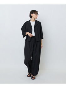 【LOISIR】コットンリネンクロス刺繍入りイージーパンツ 詳細画像 カーキ 8