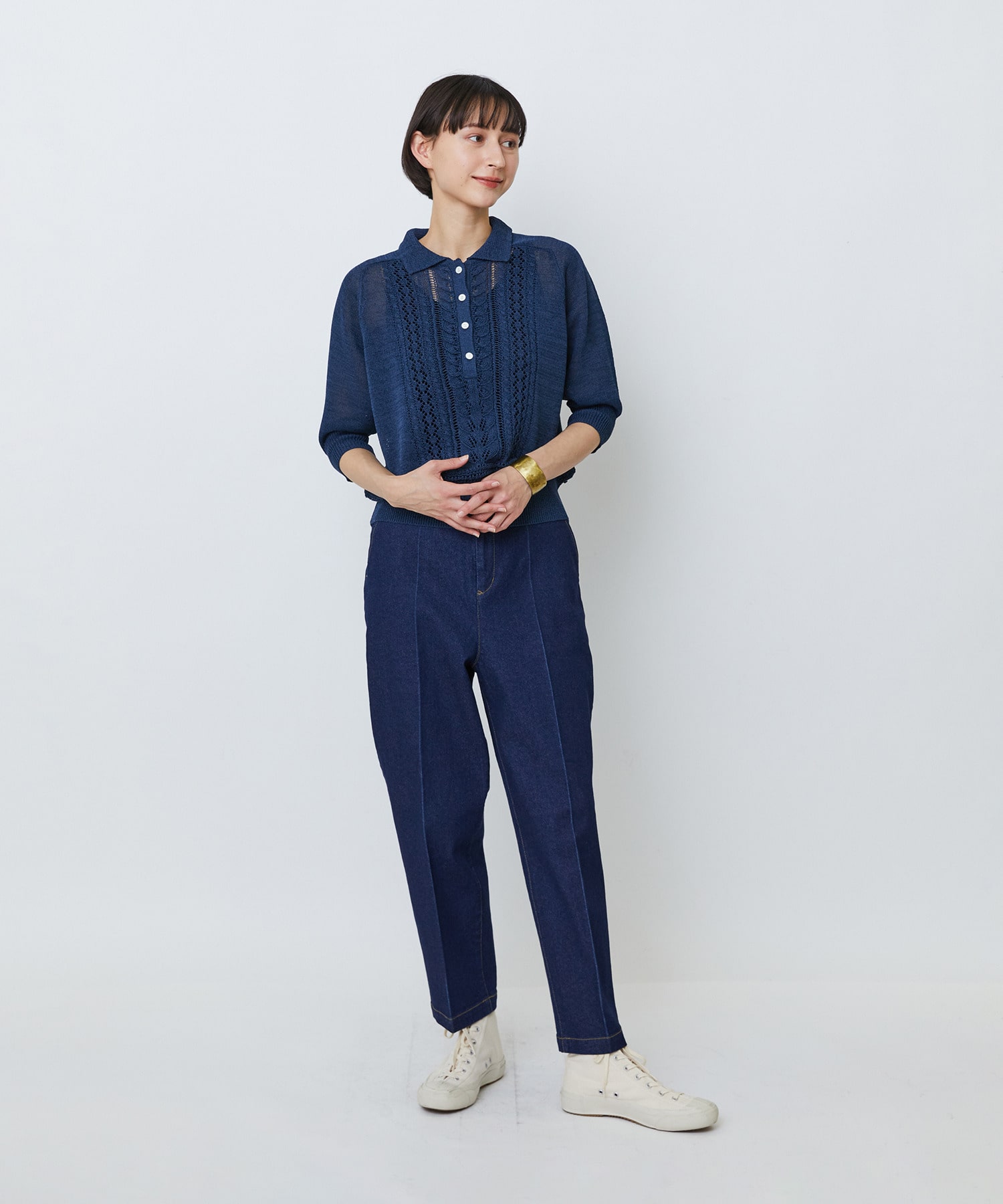 【LOISIR】ストレッチデニムスリムトラウザー 詳細画像 インディゴブルー 1