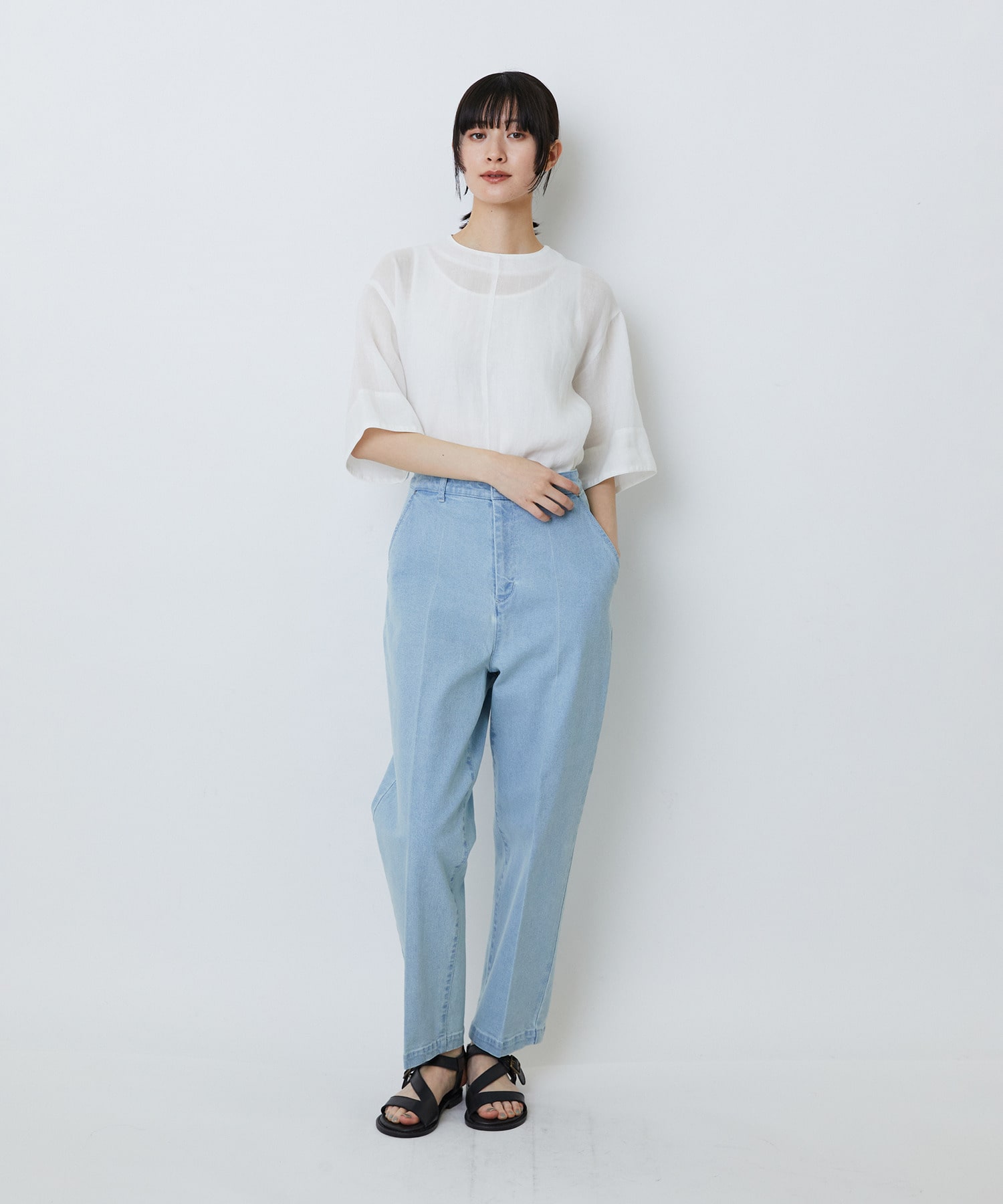 【LOISIR】ストレッチデニムスリムトラウザー 詳細画像 インディゴブルー 8