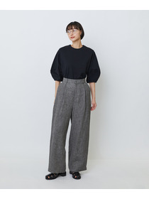 【LOISIR】【MTサイズ有り】リネンツイルワイドパンツ 詳細画像 ブラック系その他 2