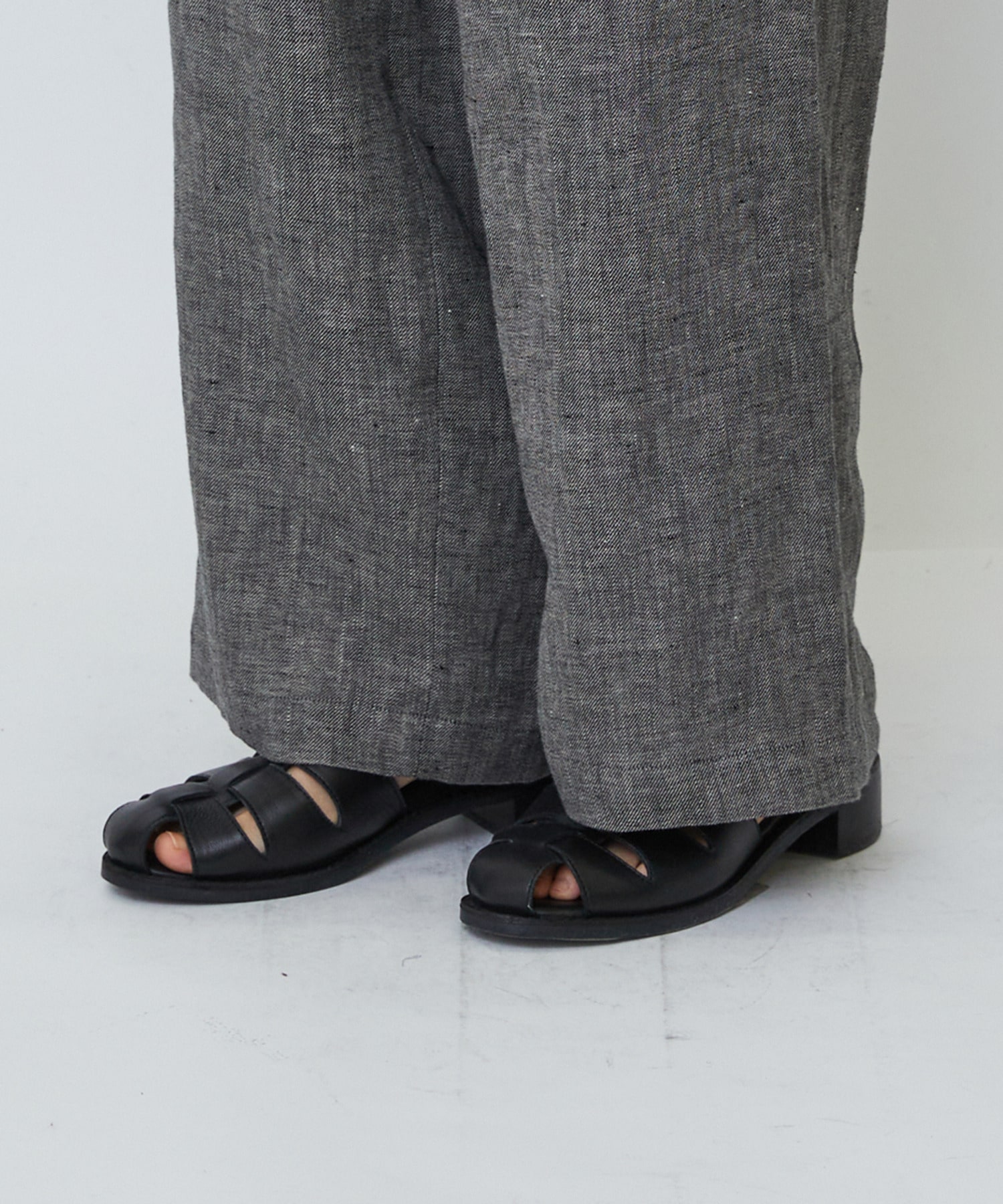 【LOISIR】【MTサイズ有り】リネンツイルワイドパンツ 詳細画像 ブラック系その他 11
